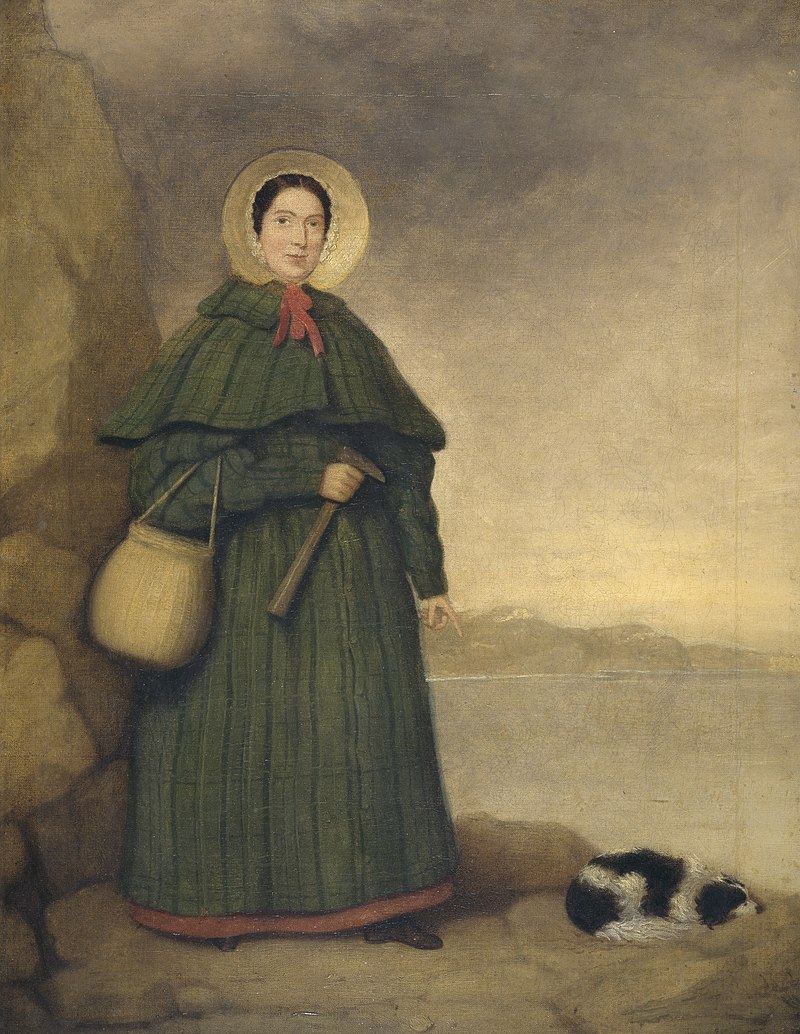 Painting of Mary Anning with her dog before 1842