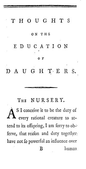 The first page of Wollstonecraft’s first book
