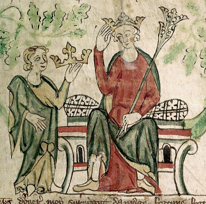 Edward II shown receiving the English crown