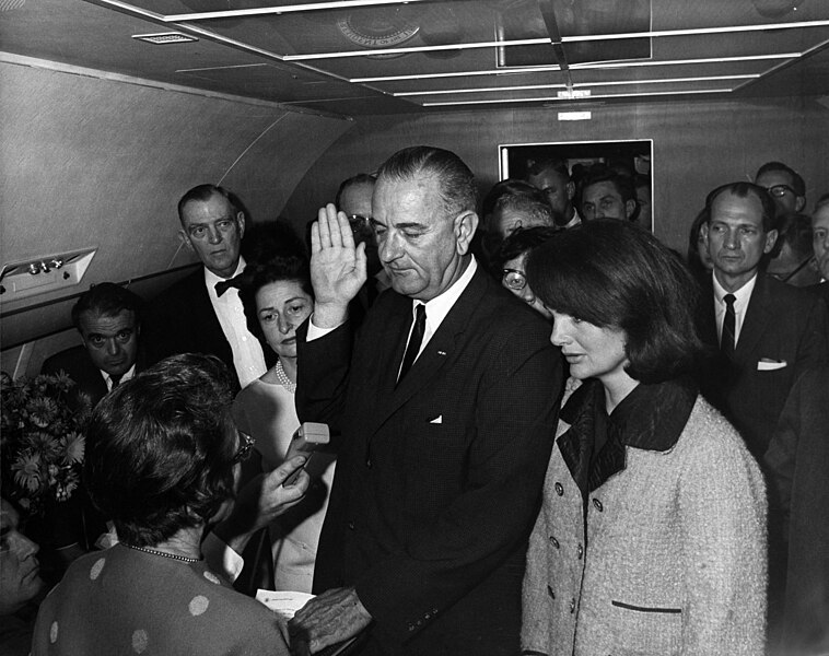 Johnson took the oath of office onboard Air Force One