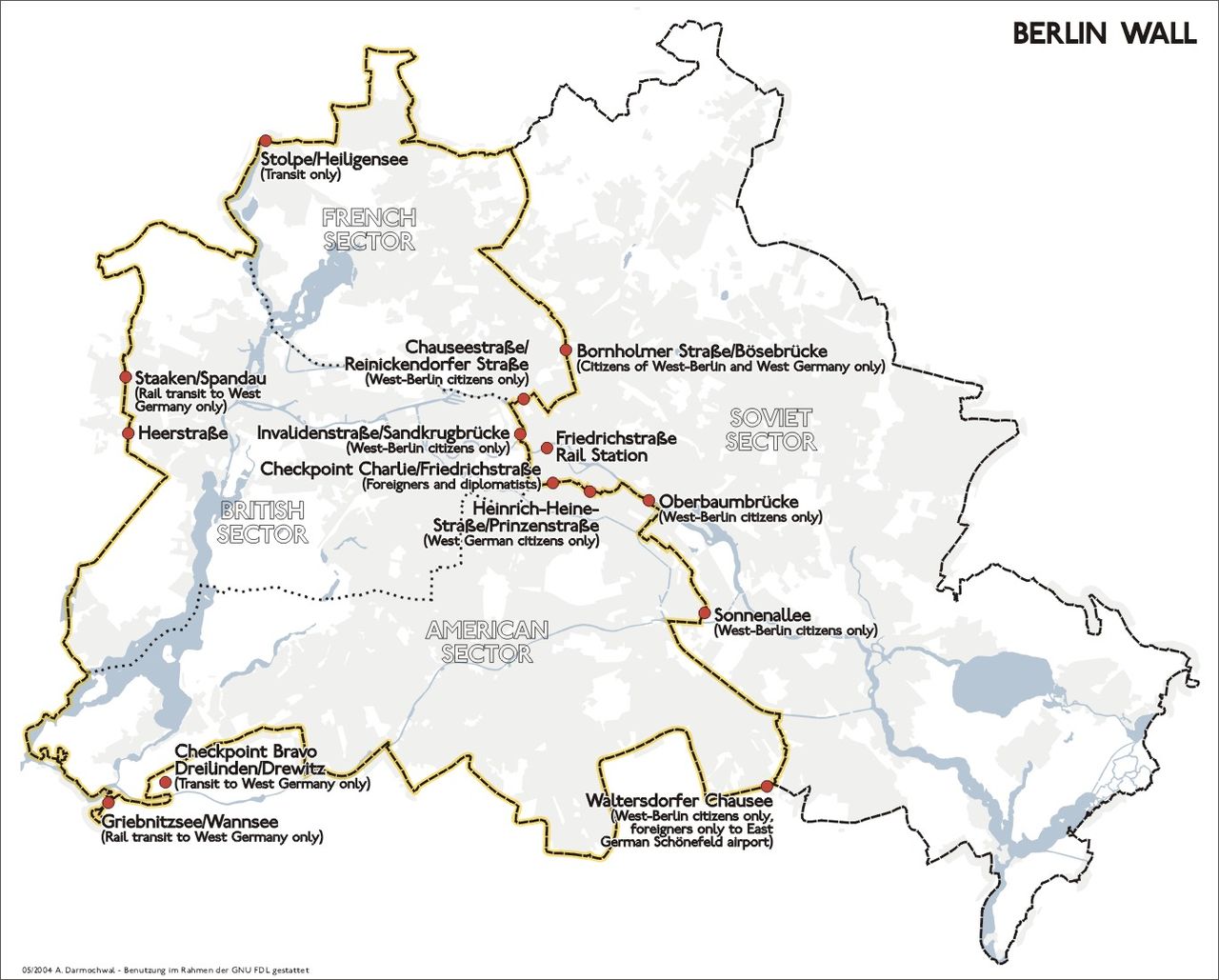 Berlin Wall’s border control checkpoints